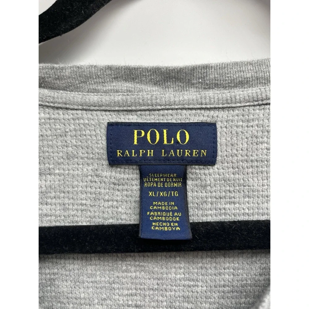 Polo Ralph Lauren Mens XLHeather Tossed Icon Print WaffleThermal Crew-Neck Shirt